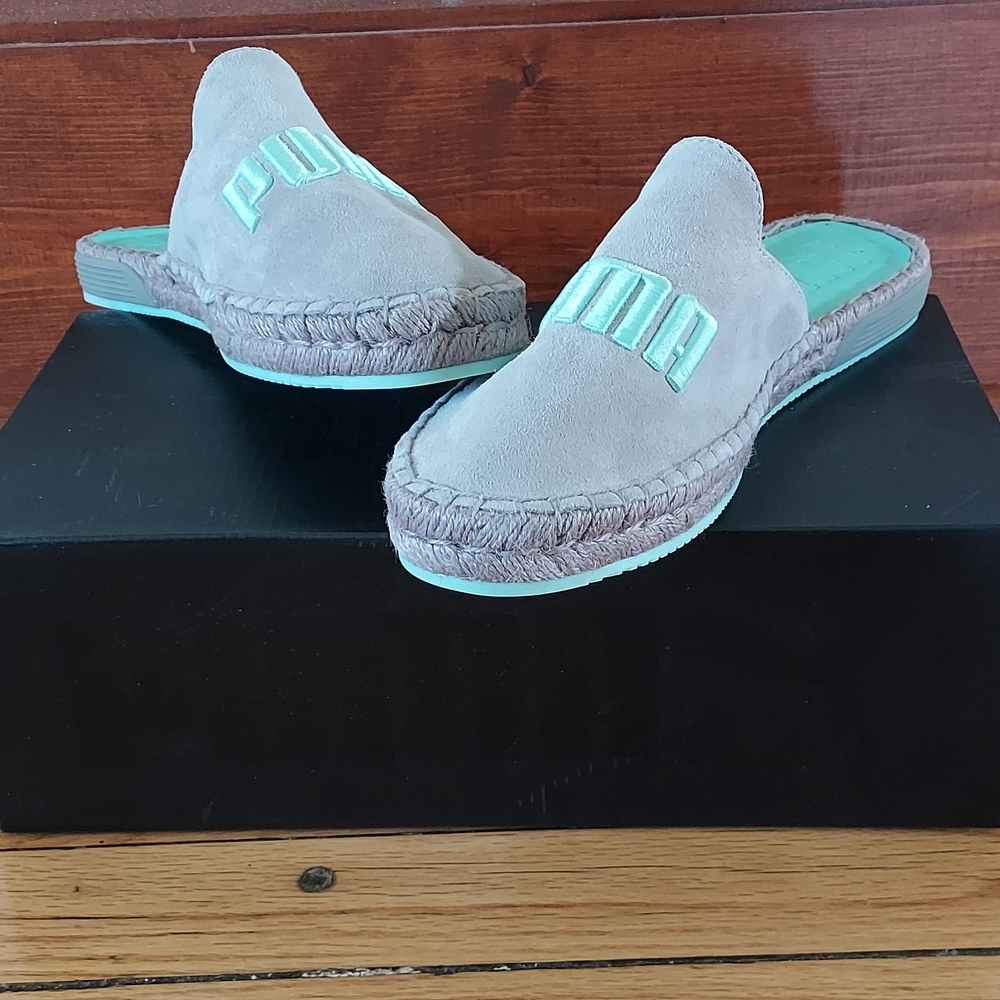 Puma Women's Gray and Mint Mules